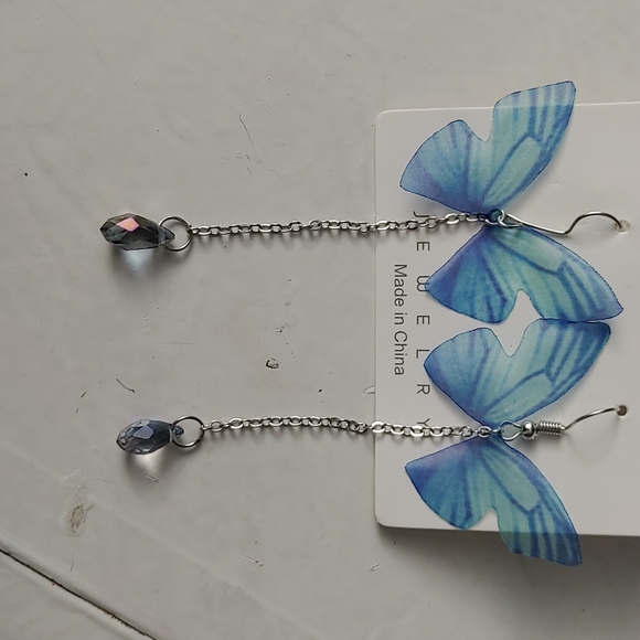Crystal Butterfly Earrings - Picture 3 of 5
